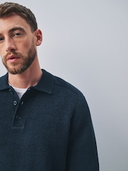 Темно-синий - Chenille Rib Polo Shirt - Изображение 1 10