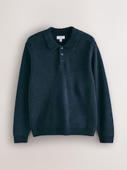 Темно-синий - Chenille Rib Polo Shirt - Изображение 10 10