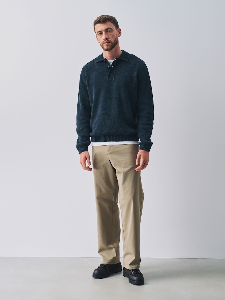 Темно-синий - Chenille Rib Polo Shirt - Изображение 2 10