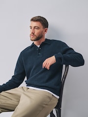 Темно-синий - Chenille Rib Polo Shirt - Изображение 3 10