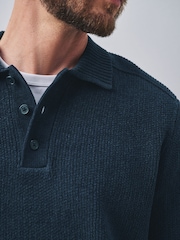 Темно-синий - Chenille Rib Polo Shirt - Изображение 5 10