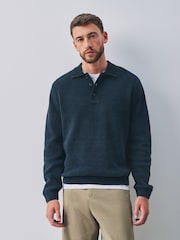 Темно-синий - Chenille Rib Polo Shirt - Изображение 7 10