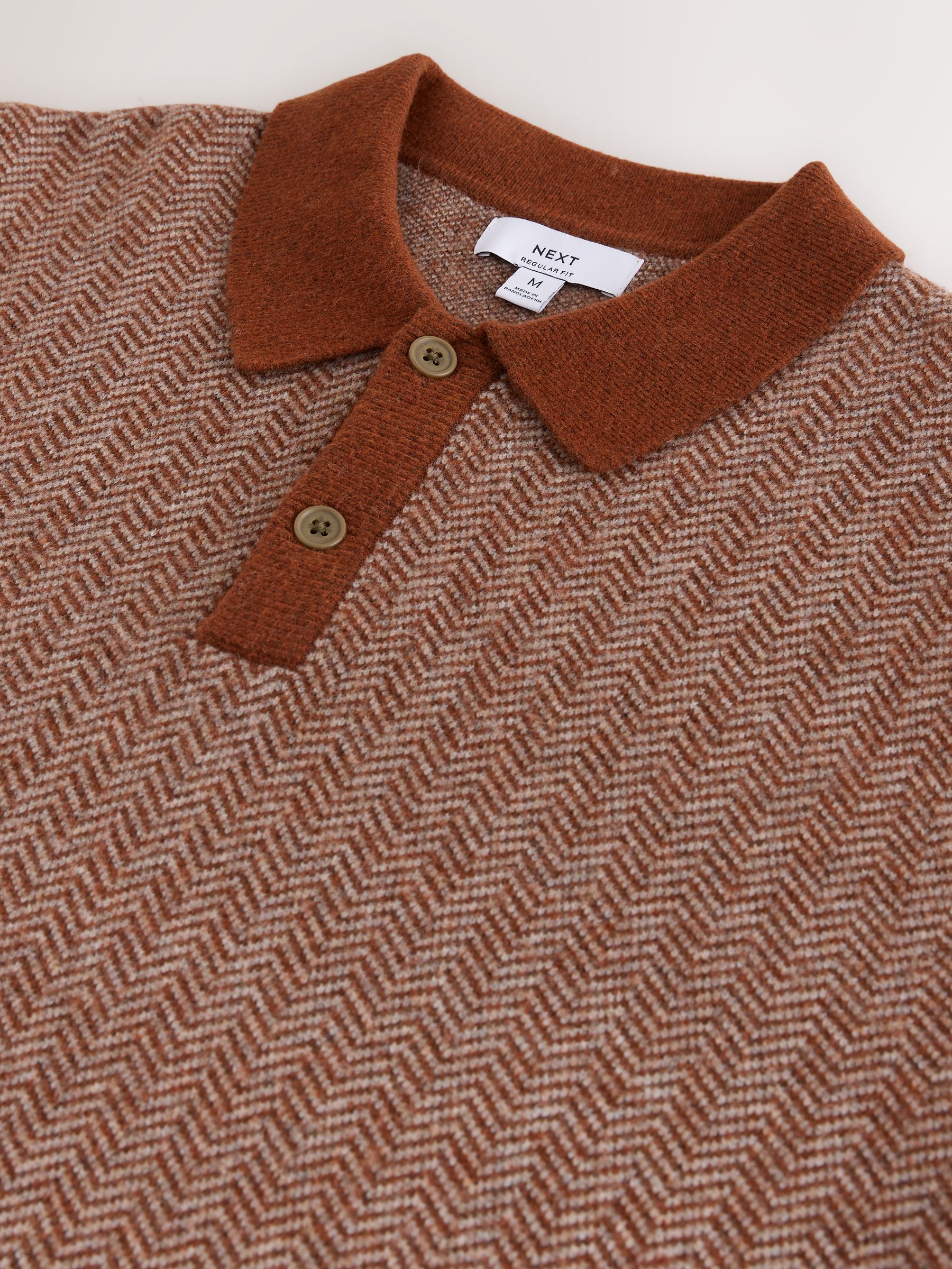 Buy Rust Orange Cosy Knit Polo Shirt with Wool from the Next UK