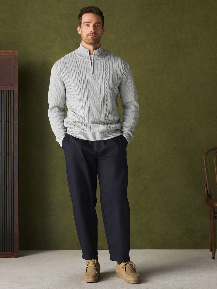 Grey N. Premium Cable-Knit Quarter Zip Jumper - Image 2 of 7 Grey N. Premium Cable-Knit Quarter Zip Jumper - Image 2 of 7