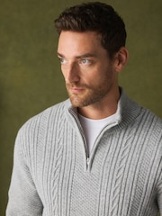 Grey N. Premium Cable-Knit Quarter Zip Jumper - Image 4 of 7