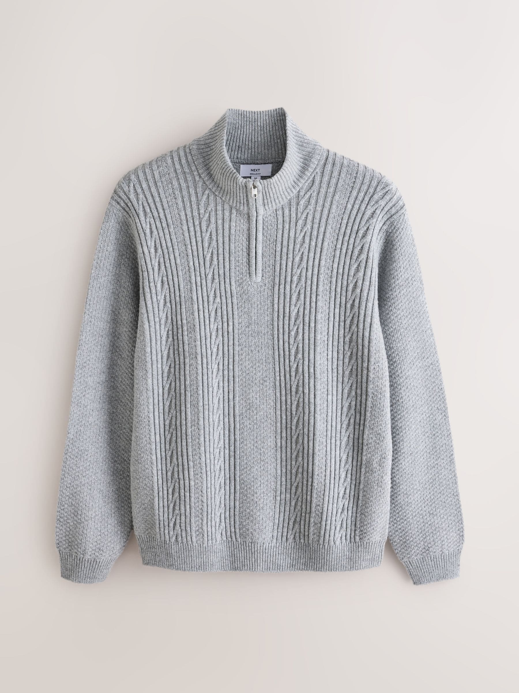 Buy Grey N. Premium Cable-Knit Quarter Zip Jumper from Next USA