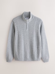 Grey N. Premium Cable-Knit Quarter Zip Jumper - Image 5 of 7
