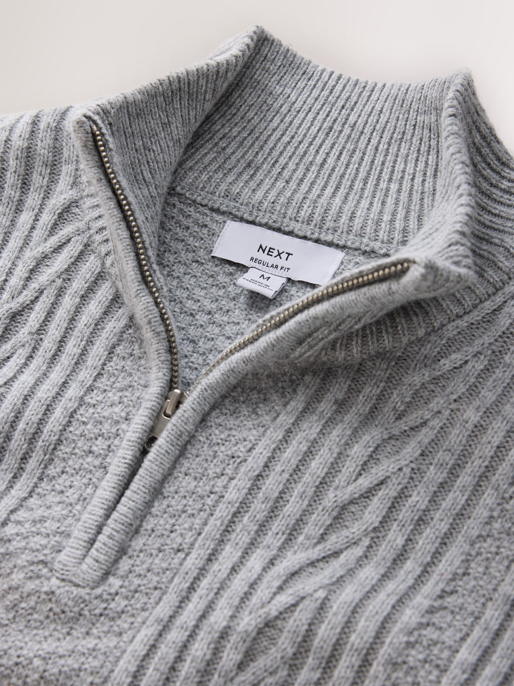 Buy Grey N. Premium Cable-Knit Quarter Zip Jumper from Next USA
