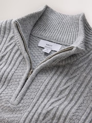 Grey N. Premium Cable-Knit Quarter Zip Jumper - Image 6 of 7