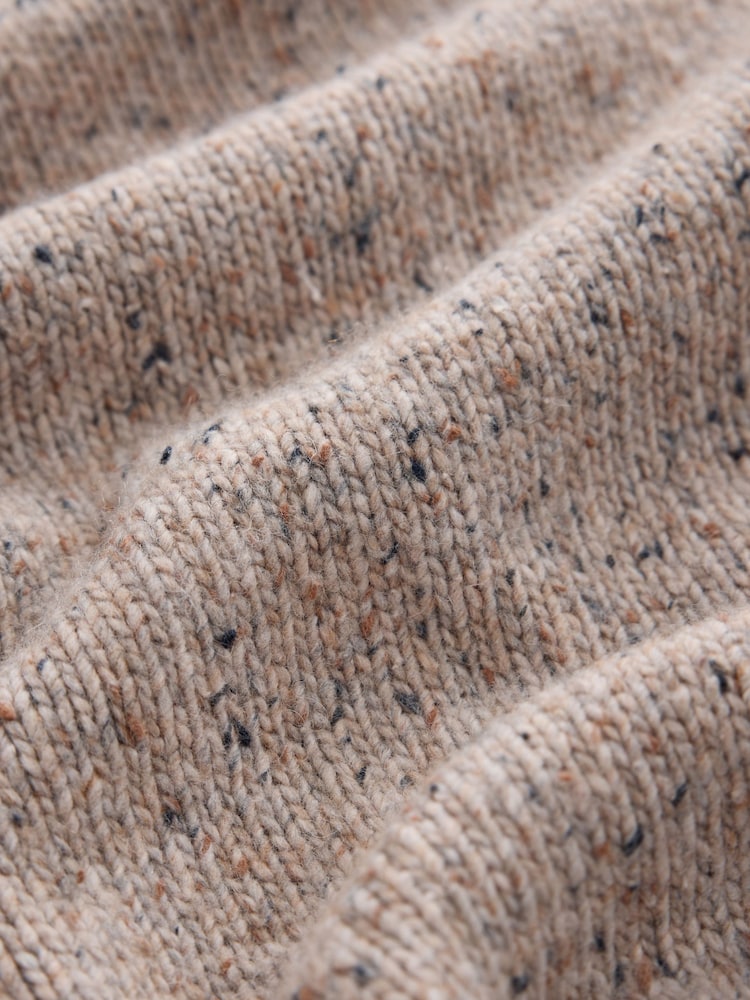 Neutral Zip Through Knitted Jacket with Wool - Image 8 of 8