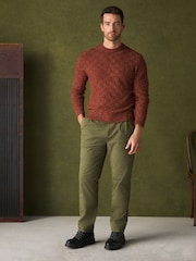 Rust Orange Textured Crew Neck Jumper - Image 2 of 8