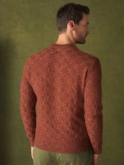 Rust Orange Textured Crew Neck Jumper - Image 3 of 8