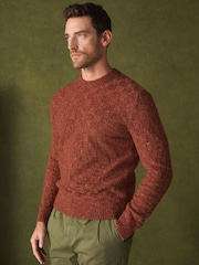 Rust Orange Textured Crew Neck Jumper - Image 4 of 8