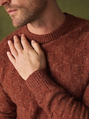 Rust Orange Textured Crew Neck Jumper - Image 5 of 8