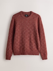 Rust Orange Textured Crew Neck Jumper - Image 6 of 8