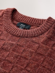 Rust Orange Textured Crew Neck Jumper - Image 7 of 8