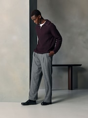 Dark Purple N. Premium Ribbed Fold-Over Zip Neck Jumper With Wool - Image 6 of 9