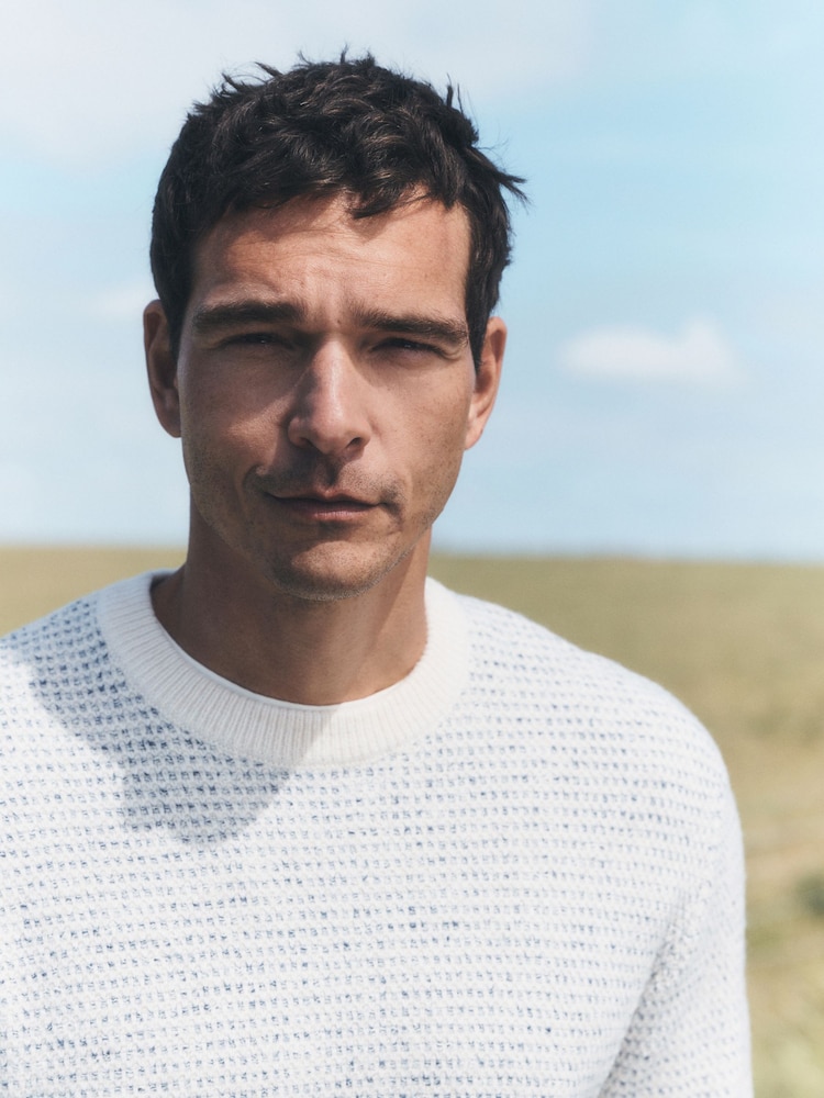 Ecru N. Premium  Cable Knitted Crew Neck Jumper With Wool - Image 1 of 7