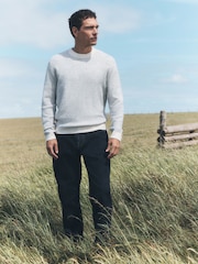 Ecru N. Premium  Cable Knitted Crew Neck Jumper With Wool - Image 2 of 7
