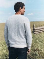 Ecru N. Premium  Cable Knitted Crew Neck Jumper With Wool - Image 4 of 7