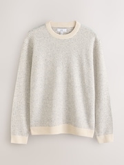 Ecru N. Premium  Cable Knitted Crew Neck Jumper With Wool - Image 5 of 7