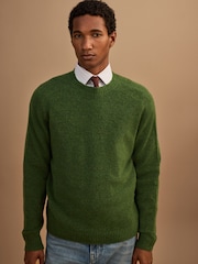 Green Relaxed Fit Cosy Crew Neck Jumper with Wool - Image 1 of 8