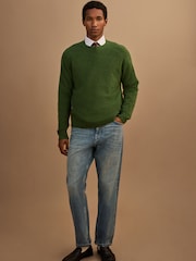 Green Relaxed Fit Cosy Crew Neck Jumper with Wool - Image 2 of 8