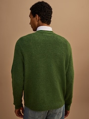 Green Relaxed Fit Cosy Crew Neck Jumper with Wool - Image 3 of 8