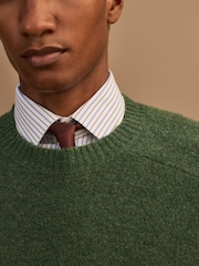 Green Relaxed Fit Cosy Crew Neck Jumper with Wool - Image 4 of 8