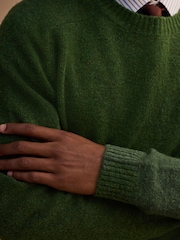 Green Relaxed Fit Cosy Crew Neck Jumper with Wool - Image 5 of 8