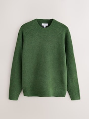 Green Relaxed Fit Cosy Crew Neck Jumper with Wool - Image 6 of 8