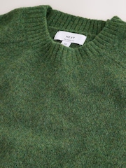 Green Relaxed Fit Cosy Crew Neck Jumper with Wool - Image 7 of 8