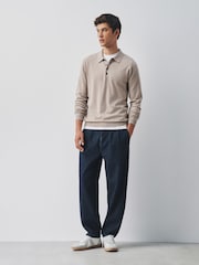 Neutral Long Sleeve Knitted Polo Shirt - Image 2 of 5