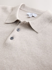 Oatmeal N. Premium Ultrasoft Smart knitted Polo Shirt with Wool - Image 5 of 7