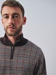 Braun - Check Quarter Zip Jumper - Bild 1 von 8