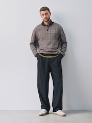 Braun - Check Quarter Zip Jumper - Bild 2 von 8