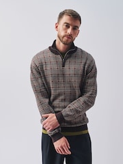 Braun - Check Quarter Zip Jumper - Bild 4 von 8