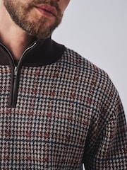 Braun - Check Quarter Zip Jumper - Bild 5 von 8