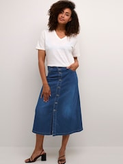 CULTURE Blue Ami Button Denim Skirt - Image 3 of 6