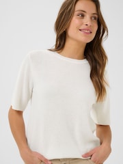CULTURE White Hedi Arrow Short Sleeve Jumper - Image 4 of 6