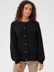 CULTURE Black Annemarie Scallop Long Sleeve Cardigan - Image 1 of 6