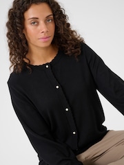 CULTURE Black Annemarie Scallop Long Sleeve Cardigan - Image 4 of 6