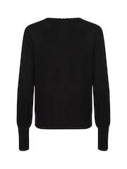 CULTURE Black Annemarie Scallop Long Sleeve Cardigan - Image 6 of 6