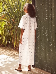 Ro&Zo White Broderie Scallop Sleeve Shirt Dress - Image 4 of 4