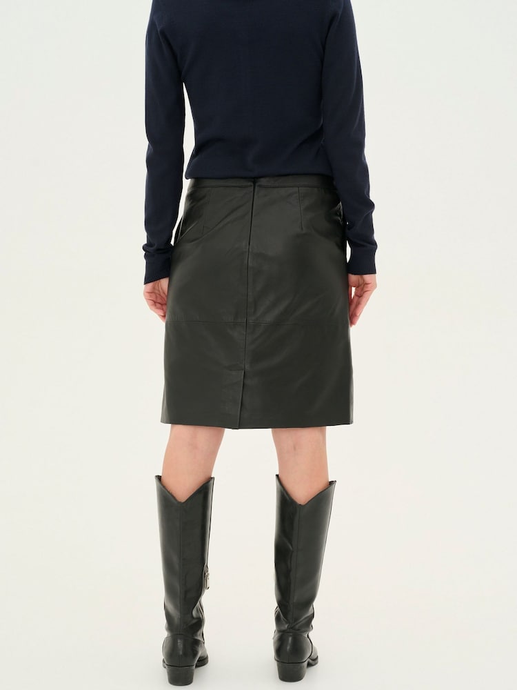 CULTURE Black Berta Leather Skirt - Image 2 of 8 CULTURE Black Berta Leather Skirt - Image 2 of 8