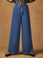 Ro&Zo Blue Denim Drawstring Wide Leg Jeans - Image 2 of 5