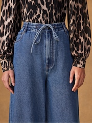 Ro&Zo Blue Denim Drawstring Wide Leg Jeans - Image 3 of 5