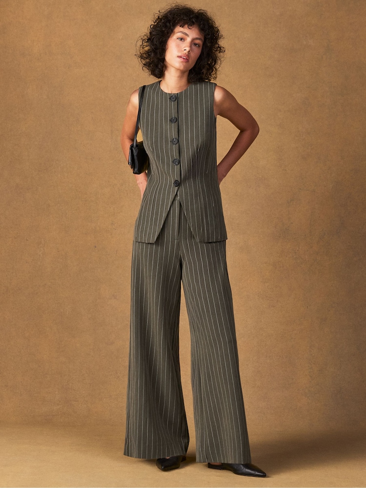 Ro&Zo Green Pinstripe Tailored Trousers - Image 1 of 6