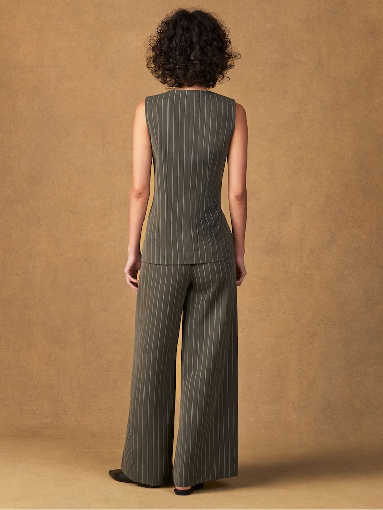 Ro&Zo Green Pinstripe Tailored Trousers - Image 2 of 6