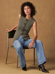 Ro&Zo Green Petite Pinstripe Waistcoat - Image 3 of 6